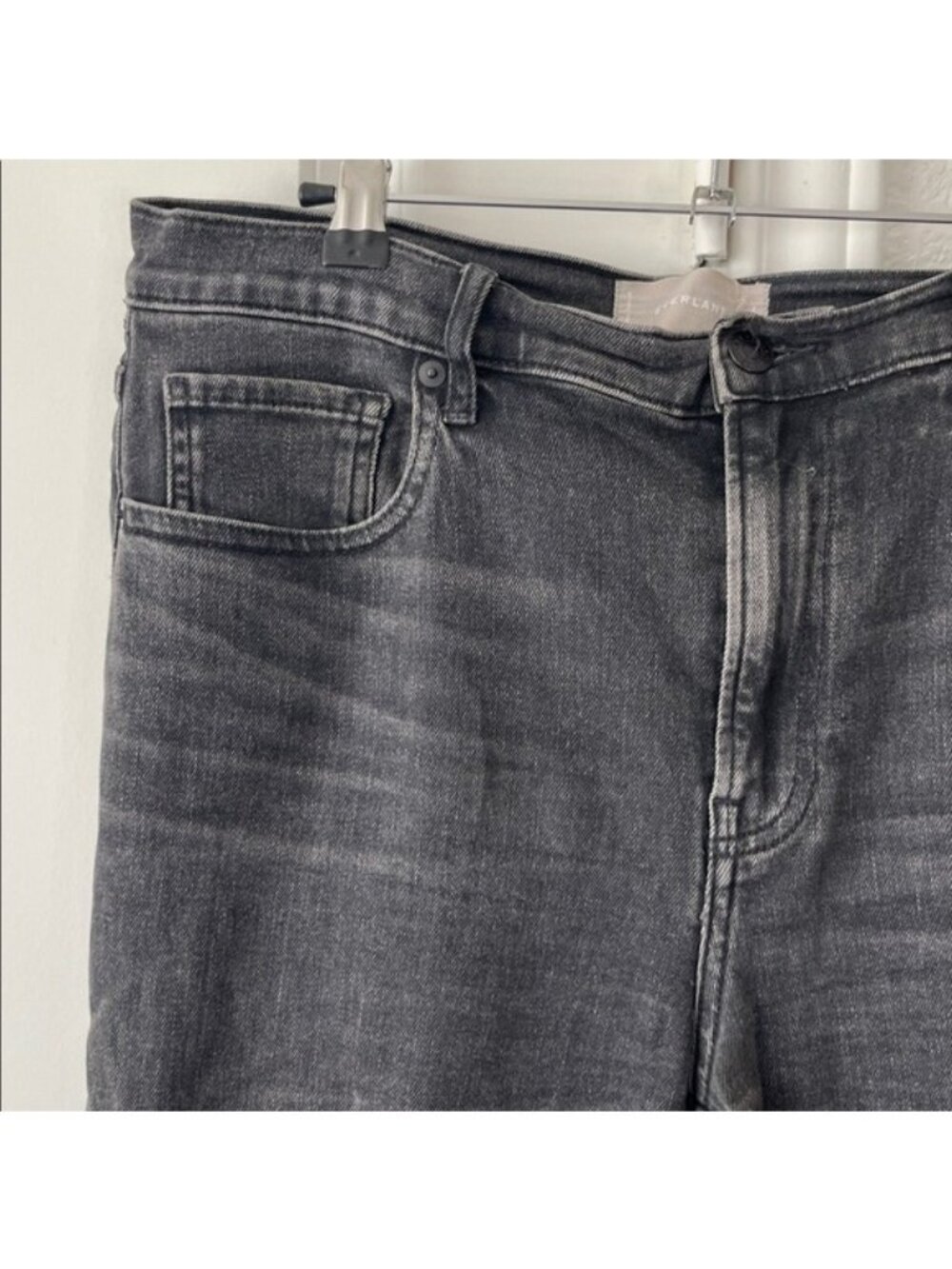 Everlane High Rise Kick Crop Black Frayed Hem Jeans - Picture 2 of 6
